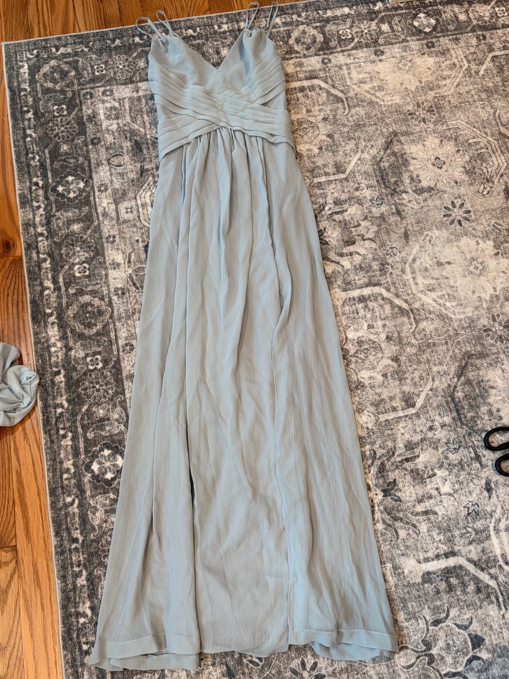 David's Bridal Light Dusty Blue Chiffon Maxi Dress